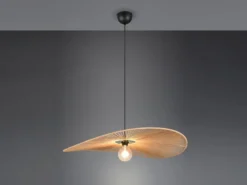 Große LED Pendelleuchte geflochten aus Papiergarn, Lampenschirm Ø 78cm