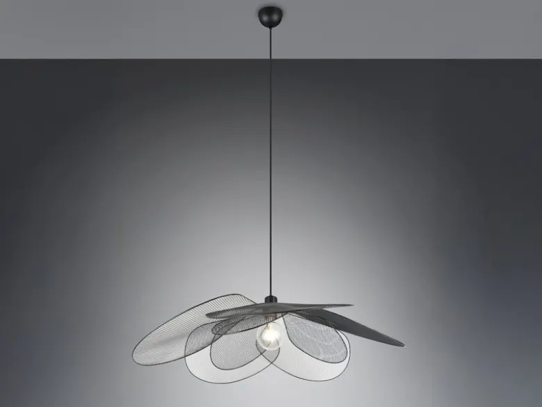 Große LED Pendelleuchte mit ausgefallenem Gitter Lampenschirm, Ø 87cm