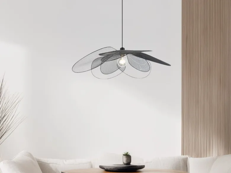Große LED Pendelleuchte mit ausgefallenem Gitter Lampenschirm, Ø 87cm