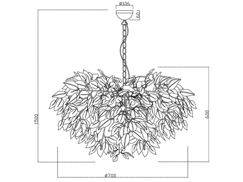 Große LED Pendelleuchte mit Blätter Lampenschirm in Weiß Ø 70cm
