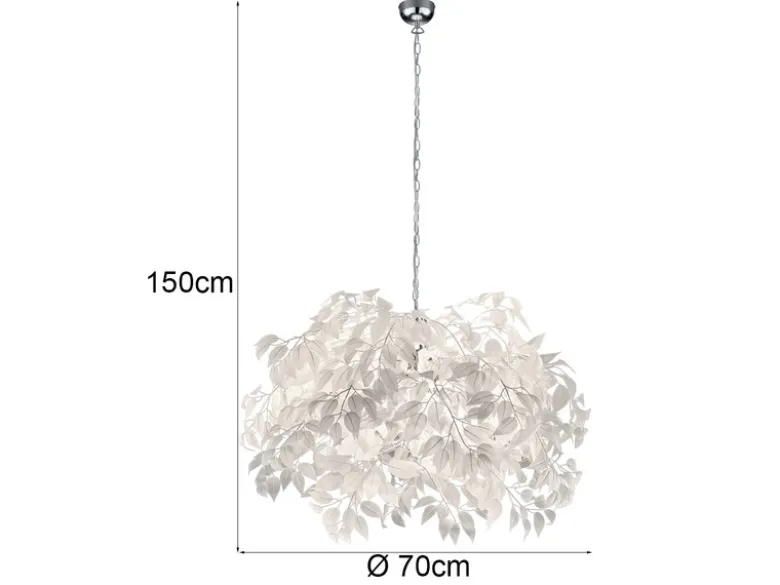 Große LED Pendelleuchte mit Blätter Lampenschirm in Weiß Ø 70cm