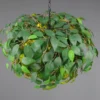 Große LED Pendelleuchte mit Blätter Lampenschirm in Grün, Ø 70cm