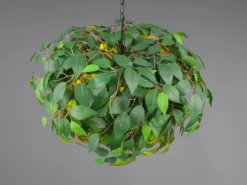 Große LED Pendelleuchte mit Blätter Lampenschirm in Grün, Ø 70cm