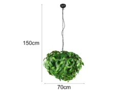 Große LED Pendelleuchte mit Blätter Lampenschirm in Grün, Ø 70cm