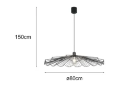 Große LED Pendelleuchte mit gefächertem Metall Gitterschirm Ø 80cm