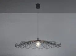 Große LED Pendelleuchte mit gefächertem Metall Gitterschirm Ø 80cm