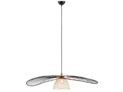 Große LED Pendelleuchte mit Gitter Lampenschirm Schwarz Gold, Ø 100cm