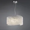Große LED Pendelleuchte mit Glas Lampenschirm & Streifendekor, Ø 50cm