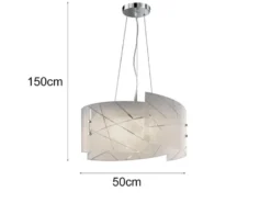 Große LED Pendelleuchte mit Glas Lampenschirm & Streifendekor, Ø 50cm