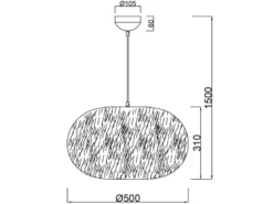 Große LED Pendelleuchte mit Kugel Lampenschirm aus Plüsch, Ø 50cm