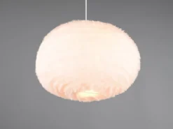 Große LED Pendelleuchte mit Kugel Lampenschirm aus Plüsch, Ø 50cm
