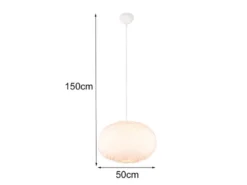 Große LED Pendelleuchte mit Kugel Lampenschirm aus Plüsch, Ø 50cm