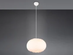 Große LED Pendelleuchte mit Kugel Lampenschirm aus Plüsch, Ø 50cm