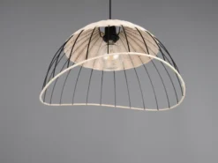 Große LED Pendelleuchte mit Lampenschirm aus Rattan & Draht, Ø 48cm