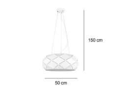 Große LED Pendelleuchte mit Lasercut Muster Weiß matt, Ø 50cm