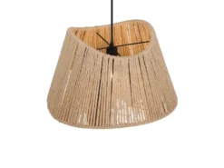 Große LED Pendelleuchte mit Lampenschirm geflochten aus Jute Natur, Ø 52cm