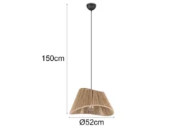 Große LED Pendelleuchte mit Lampenschirm geflochten aus Jute Natur, Ø 52cm