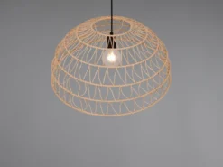 Große LED Pendelleuchte mit Makramee Lampenschirm aus Papiergarn, Ø 60cm