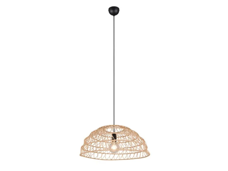 Große LED Pendelleuchte mit Makramee Lampenschirm aus Papiergarn, Ø 60cm