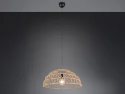 Große LED Pendelleuchte mit Makramee Lampenschirm aus Papiergarn, Ø 60cm