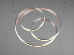 Große LED Pendelleuchte NURIA dimmbar geschwungen Silber, Ø 60cm