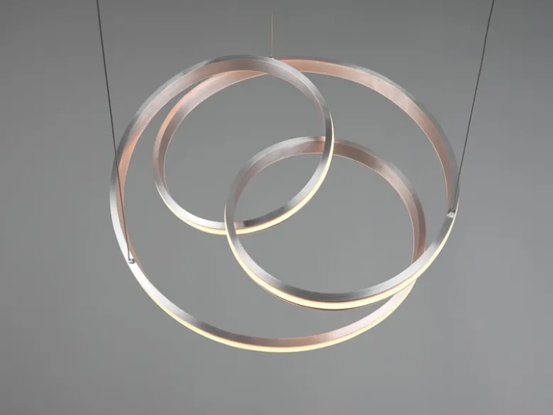 Große LED Pendelleuchte NURIA dimmbar geschwungen Silber, Ø 60cm