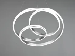 Große LED Pendelleuchte NURIA dimmbar geschwungen Silber, Ø 60cm