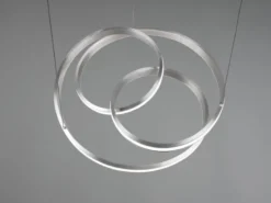 Große LED Pendelleuchte NURIA dimmbar geschwungen Silber, Ø 60cm