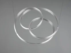 Große LED Pendelleuchte NURIA dimmbar geschwungen Silber, Ø 60cm