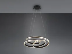 Große LED Pendelleuchte NURIA dimmbar geschwungen Schwarz, Ø 60cm