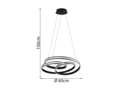 Große LED Pendelleuchte NURIA dimmbar geschwungen Schwarz, Ø 60cm