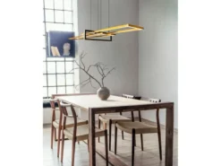 Große LED Pendelleuchte SALINAS lang mit Switch Dimmer Schwarz, Breite 110cm