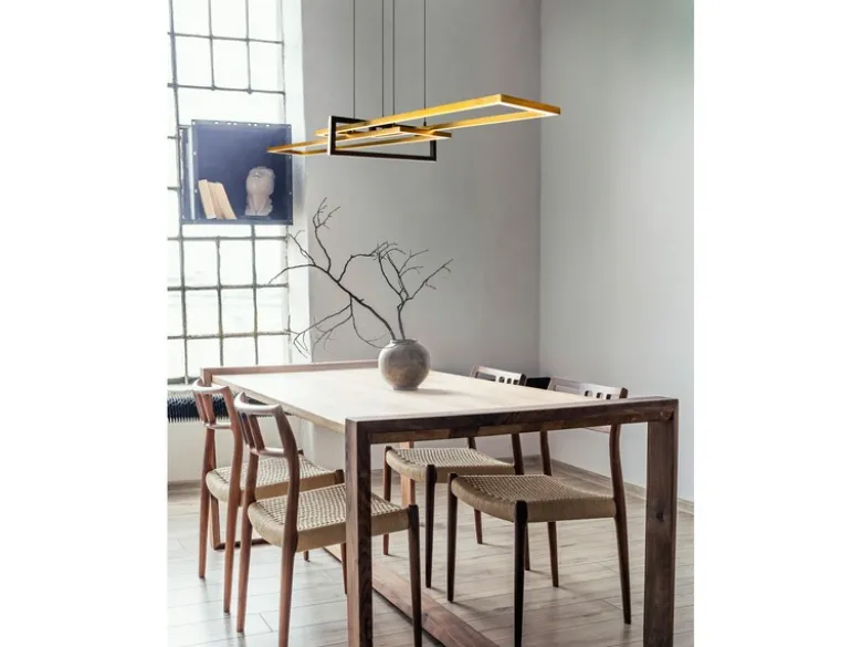 Große LED Pendelleuchte SALINAS lang mit Switch Dimmer Schwarz, Breite 110cm