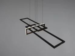 Große LED Pendelleuchte SALINAS lang mit Switch Dimmer Schwarz, Breite 110cm