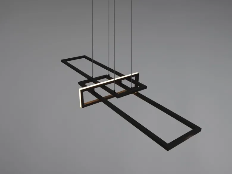 Große LED Pendelleuchte SALINAS lang mit Switch Dimmer Schwarz, Breite 110cm