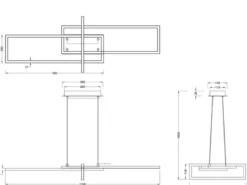 Große LED Pendelleuchte SALINAS lang mit Switch Dimmer Silber, Breite 110cm