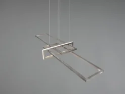 Große LED Pendelleuchte SALINAS lang mit Switch Dimmer Silber, Breite 110cm