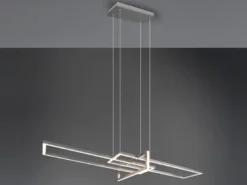 Große LED Pendelleuchte SALINAS lang mit Switch Dimmer Silber, Breite 110cm