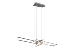 Große LED Pendelleuchte SALINAS lang mit Switch Dimmer Silber, Breite 110cm