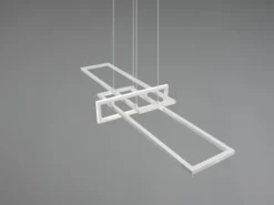 Große LED Pendelleuchte SALINAS lang mit Switch Dimmer Weiß, Breite 110cm