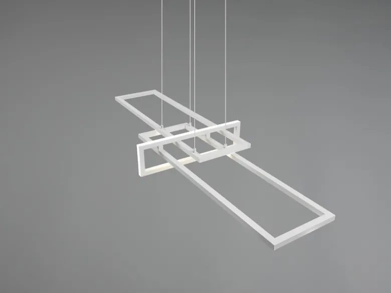 Große LED Pendelleuchte SALINAS lang mit Switch Dimmer Weiß, Breite 110cm