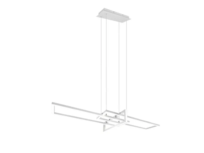 Große LED Pendelleuchte SALINAS lang mit Switch Dimmer Weiß, Breite 110cm