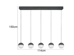 Große LED Pendelleuchte SENTA 5-flammig höhenverstellbar, Breite 114cm