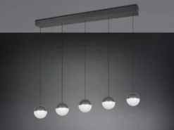 Große LED Pendelleuchte SENTA 5-flammig höhenverstellbar, Breite 114cm
