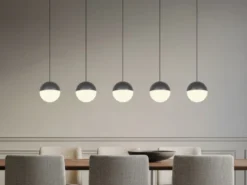 Große LED Pendelleuchte SENTA 5-flammig höhenverstellbar, Breite 114cm