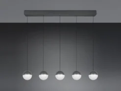 Große LED Pendelleuchte SENTA 5-flammig höhenverstellbar, Breite 114cm