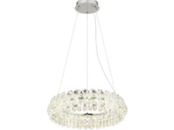 Große LED Ring Pendelleuchte DIANN mit Glaskristallen in Blütenoptik, Ø 60cm