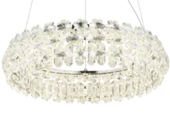 Große LED Ring Pendelleuchte DIANN mit Glaskristallen in Blütenoptik, Ø 60cm