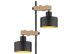 Große LED Stehleuchte Metall Schwarz Gold 2-flammig, Höhe 168cm