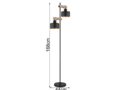 Große LED Stehleuchte Metall Schwarz Gold 2-flammig, Höhe 168cm